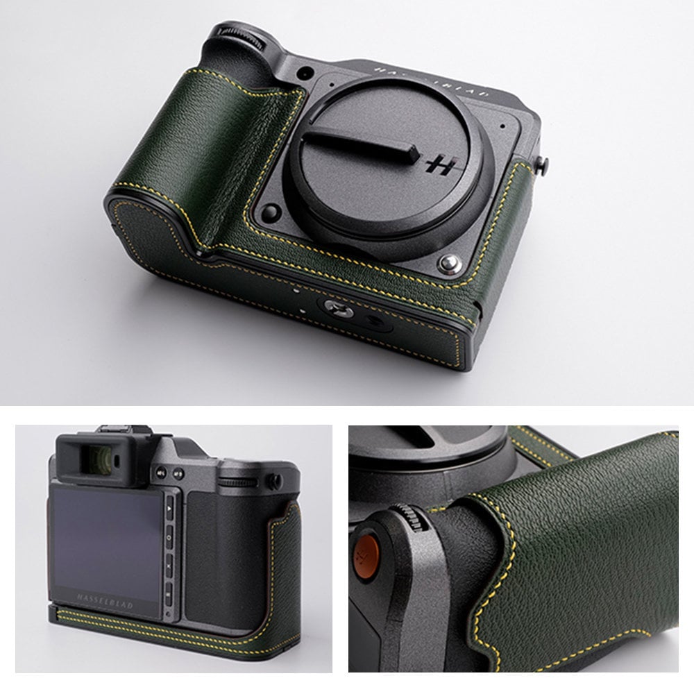 Premium Edition Hasselblad x2d X2D X1D2 Handmade Ostrich skin Alligator Cowhide leather hand stitch Half Case Camera bag Protector