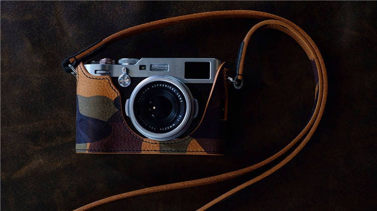 STOCK CLEARANCE Fujifilm fuji X100F Handmade Half Case Camouflage Italian Cowhide leather insert Camera bag Protector