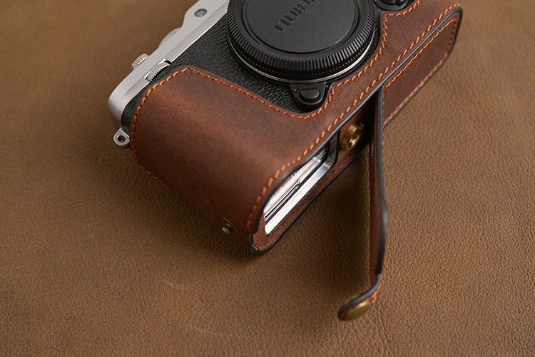 Fujifilm fuji XE3 X-E3 Handmade Half Case Cowhide leather insert Camera bag Protector Holster sleeve SD & battery access door Made TO Order