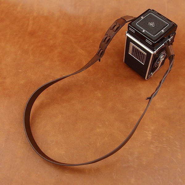 Handmade Genuine Cowhide Leather camera head neck Strap wrist neck lanyard For A twinlens reflex Rolleiflex TLR Yashica mat Kinaflex