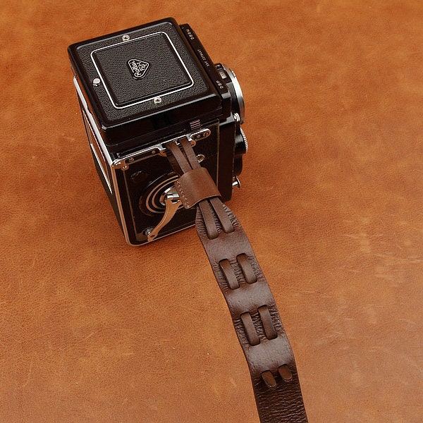 Handmade Genuine Cowhide Leather camera head neck Strap wrist neck lanyard For A twinlens reflex Rolleiflex TLR Yashica mat Kinaflex