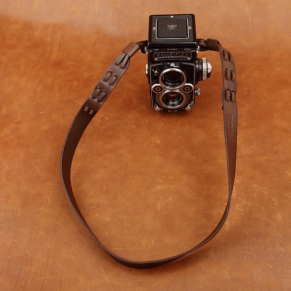 Handmade Genuine Cowhide Leather camera head neck Strap wrist neck lanyard For A twinlens reflex Rolleiflex TLR Yashica mat Kinaflex