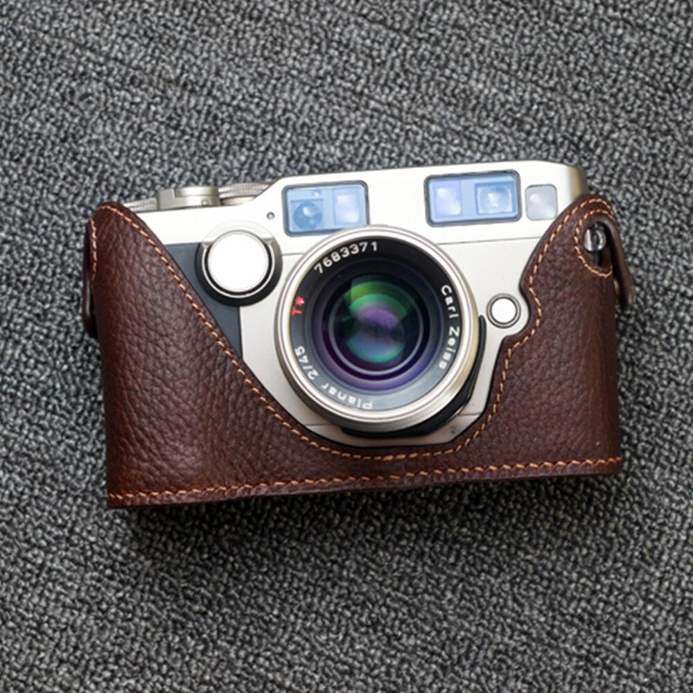 Handmade Italian Cowhide leather Half Case Camera bag Protector fo contax g2