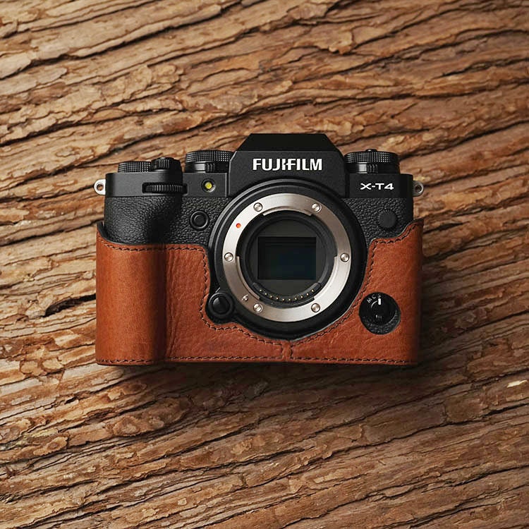 MS Edition Fujifilm fuji XT4 XT-4 Handmade Half Case Cowhide leather Camera bag Protector Holster sleeve Tripod mount SD & battery access