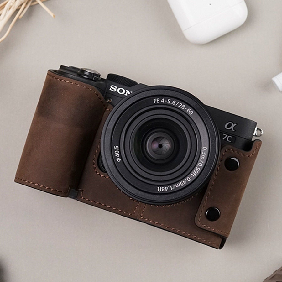 Sony A7CII A7CR MS Edition Handmade Genuine Leather hand stitch Camera Half cases insert bag tripod mount SD battery access