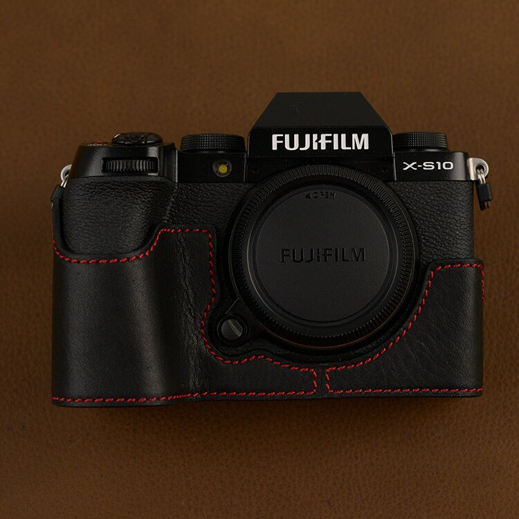 Fujifilm fuji XS10 X-S10 Handmade Half Case Cowhide leather insert Camera bag Protector HandGrip Holster sleeve SD & battery access door