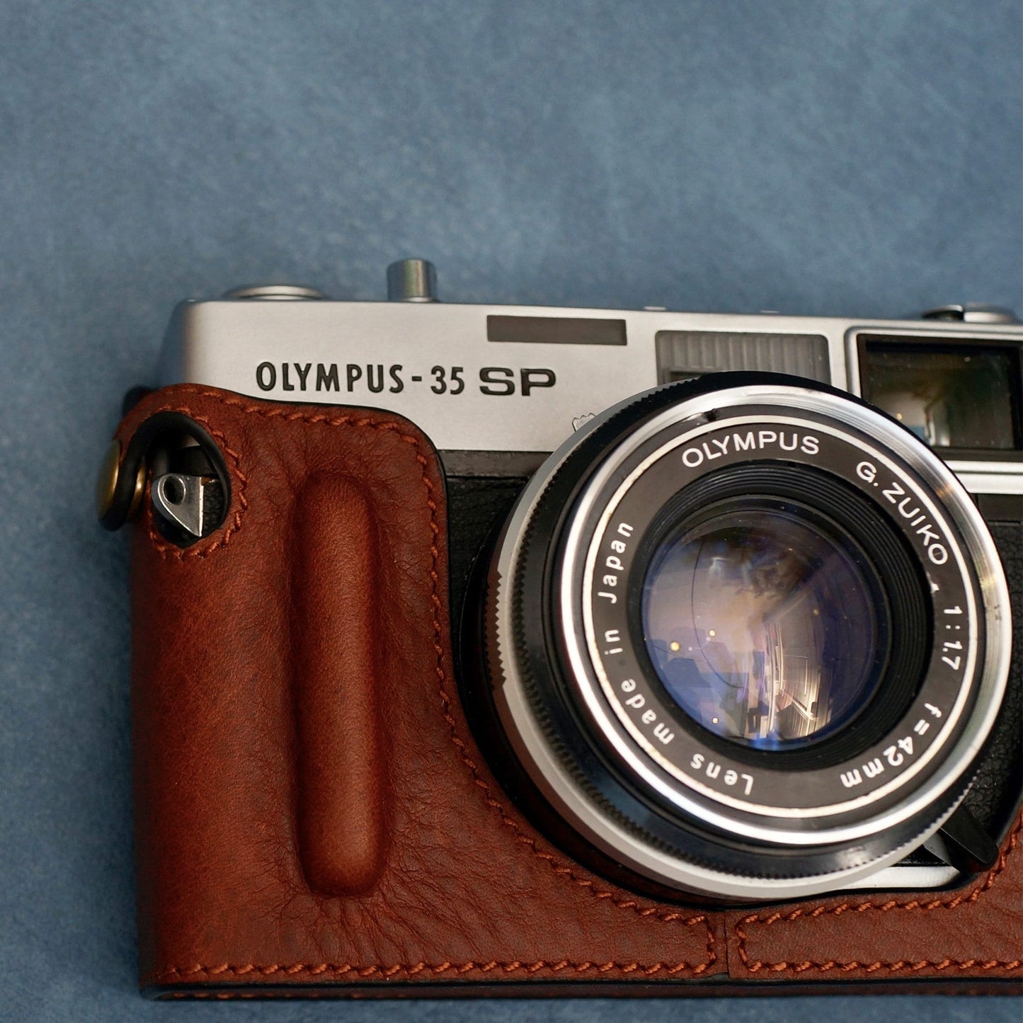 Olympus 35SP 35 SP Handmade Half Case Cowhide Genuine leather film Camera insert bag Protector HandGrip Grip Holster sleeve Len caps Strap