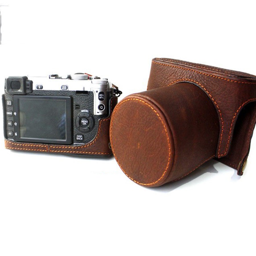 Fujifilm fuji XE1 XE2 Handmade Eveready Half Case Cowhide leather insert Camera bag Protector Holster sleeve SD & battery access door