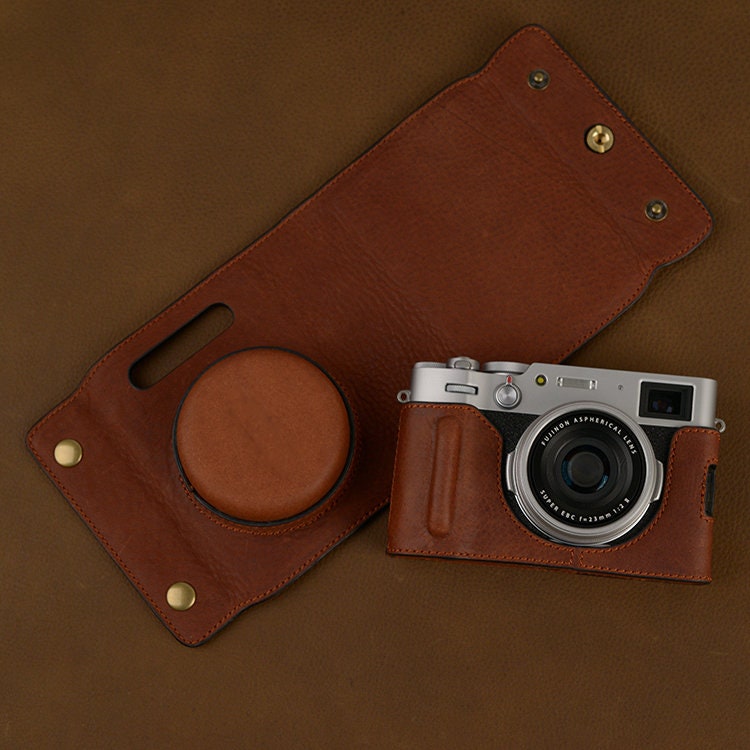 Fujifilm fuji film X100VI X100V X100F Handmade Eveready Half Case Removable Cover Cowhide leather insert Camera bag HandGrip Tripod mount