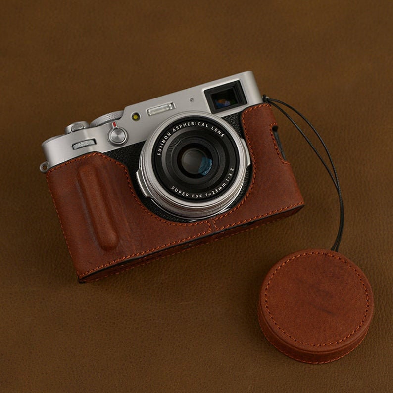 Designed for Fujifilm Fuji film X100VI X100V X100F Lens Cap Handmade Cowhide leather ** Lens cap only !!! camera case not included** **