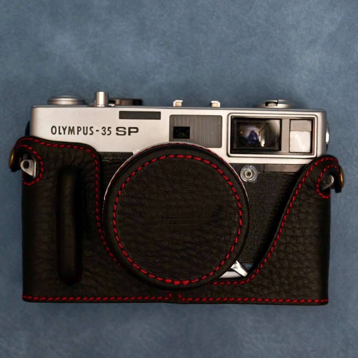 Olympus 35SP 35 SP Handmade Half Case Cowhide Genuine leather film Camera insert bag Protector HandGrip Grip Holster sleeve Len caps Strap