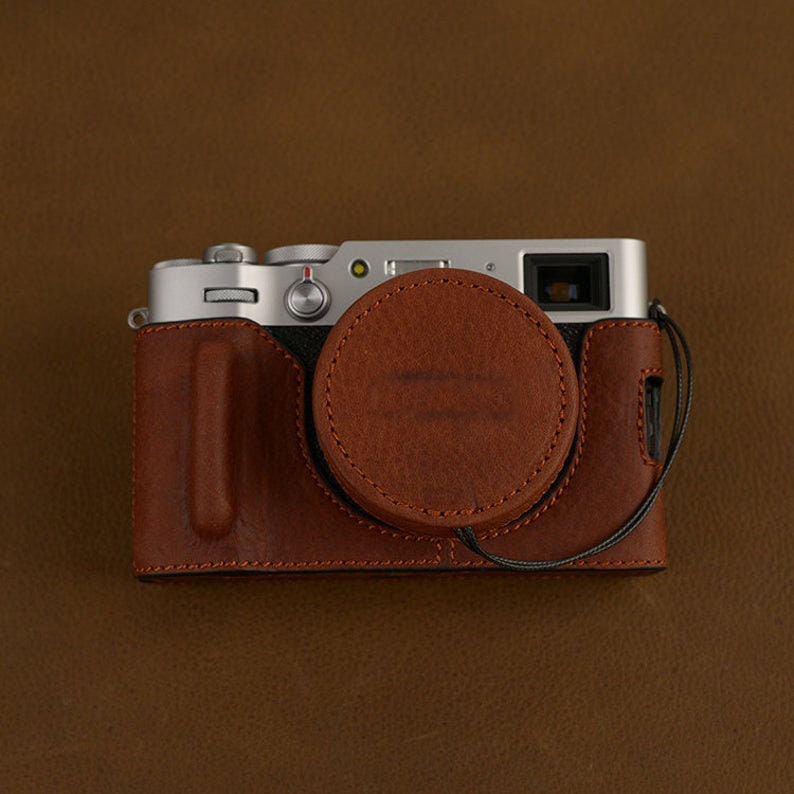 Designed for Fujifilm Fuji film X100VI X100V X100F Lens Cap Handmade Cowhide leather ** Lens cap only !!! camera case not included** **