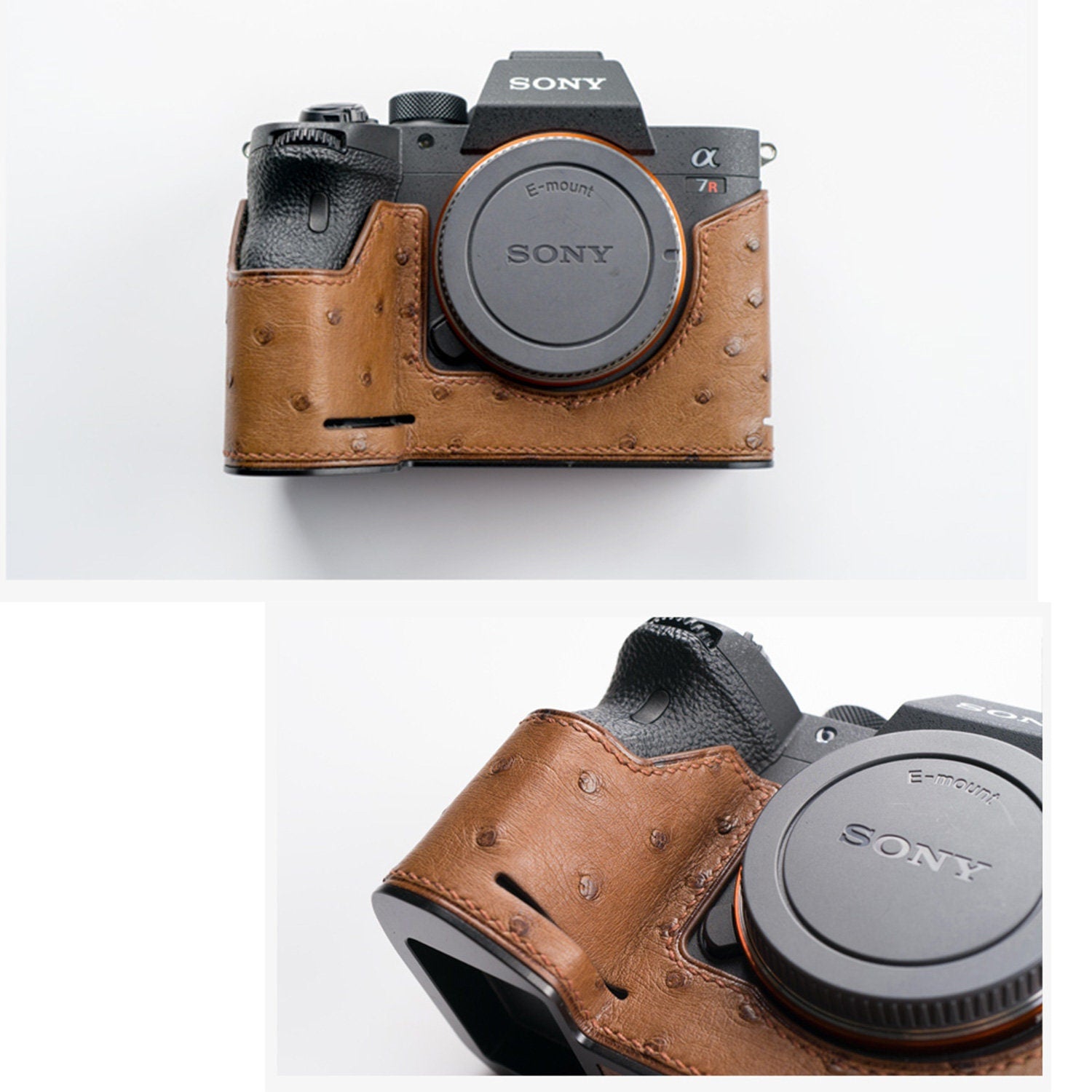 Premium Edition Handmade Genuine Leather hand crafted hand stitch Sony A7R4 A7M4 A7IV A74 A1 Camera Half cases insert bag Holster Protector