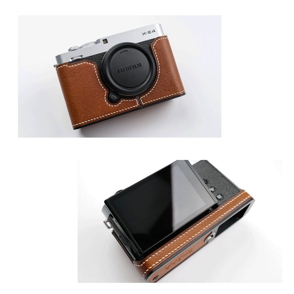 Premium Edition Handmade Genuine Leather hand crafted hand stitch Fujifilm XE4 X-E4 Camera Half cases insert bag Protector SD battery access