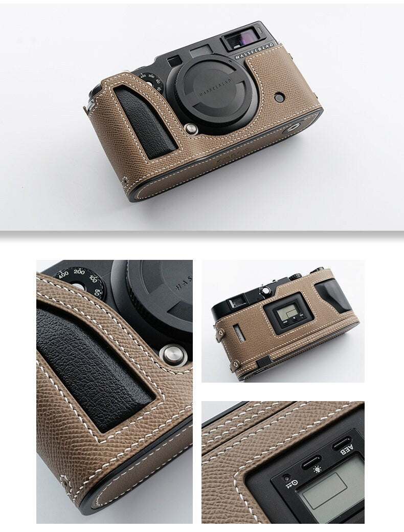 Premium Edition Hasselblad Xpan I XPan 2 Xpan II Handmade Ostrich skin Alligator Cowhide leather hand stitch Half Case Camera bag Protector