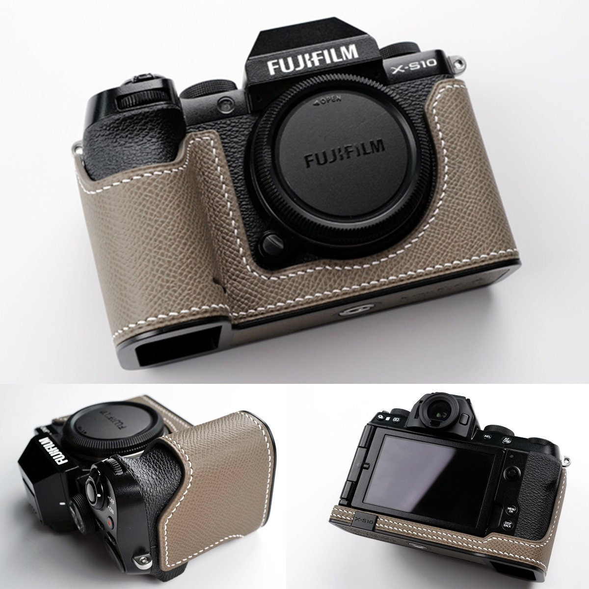 Premium Edition Fujifilm fuji XS10 X S10 Handmade Half Case Cowhide leather Camera bag Protector Holster sleeve Lens cap SD & battery access