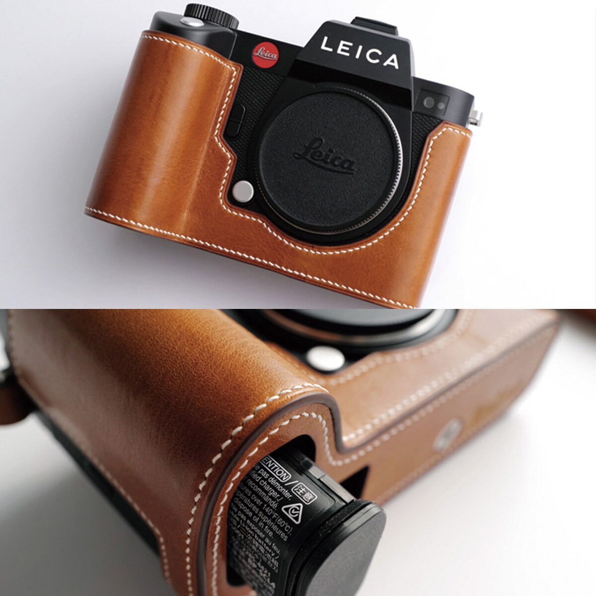 Premium Edition Leica SL2 SL-2 Handmade Ostrich skin Alligator Cowhide leather hand stitch Half Case Camera bag Protector Made to Order