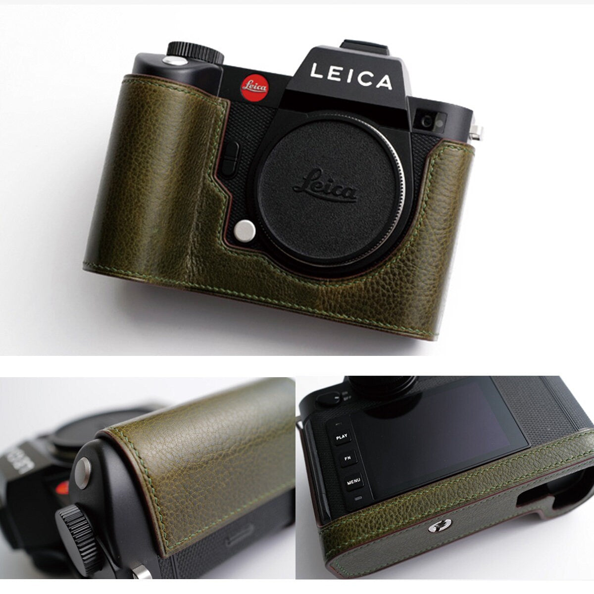 Premium Edition Leica SL2 SL-2 Handmade Ostrich skin Alligator Cowhide leather hand stitch Half Case Camera bag Protector Made to Order