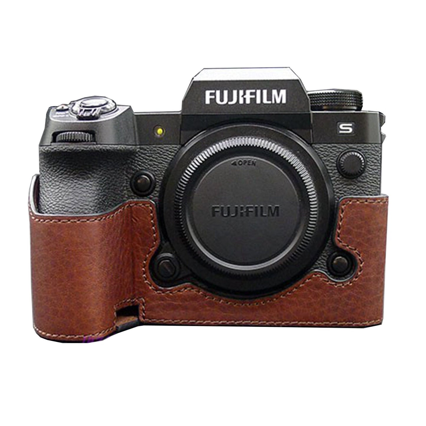 Fujifilm fuji XH2S XH1 Handmade Half Case Cowhide leather insert Camera bag HandGrip Holster sleeve magnetic closure SD battery access