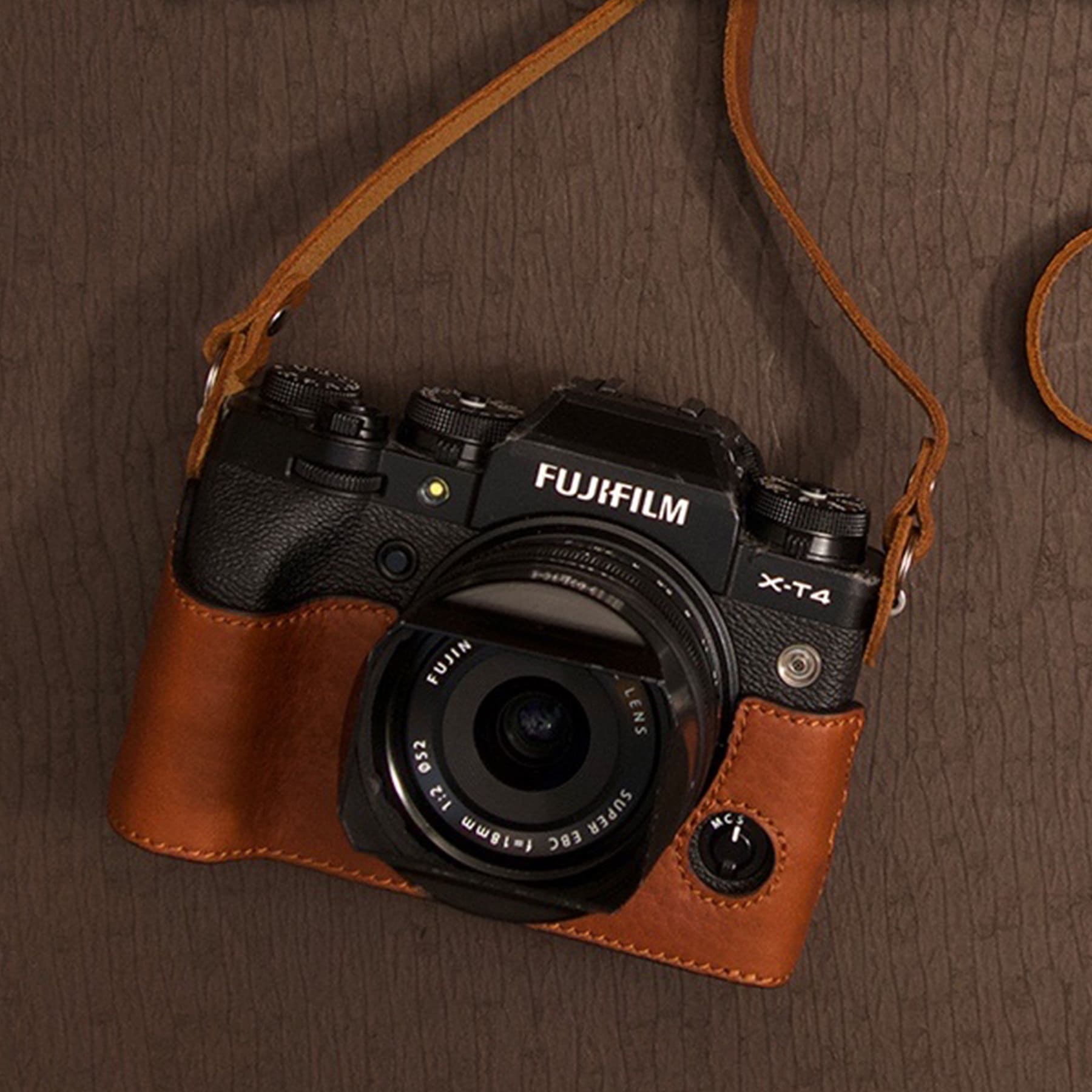 Fujifilm fuji XT4 XT-4 Handmade Half Case Cowhide leather insert Camera bag Protector HandGrip Holster Pouch sleeve SD & battery access door