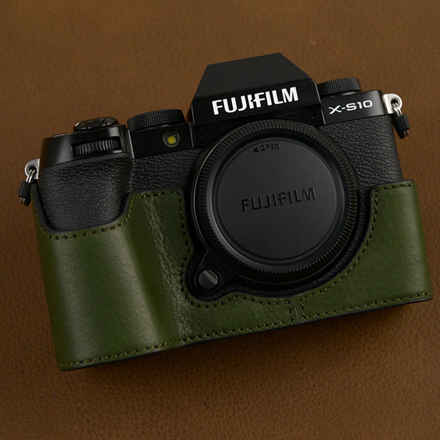 Fujifilm fuji XS10 X-S10 Handmade Half Case Cowhide leather insert Camera bag Protector HandGrip Holster sleeve SD & battery access door