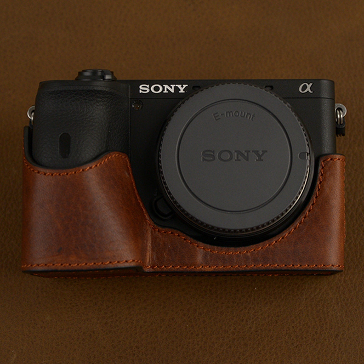 Genuine Leather Handmade hand crafted Sony A6000 A6100 A6300 A6400 A6400L A6600 A6700 Camera Half case Tripod mount SD & battery access door