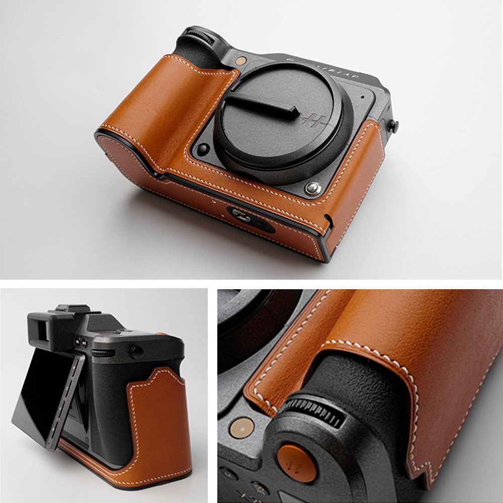 Premium Edition Hasselblad x2d X2D X1D2 Handmade Ostrich skin Alligator Cowhide leather hand stitch Half Case Camera bag Protector