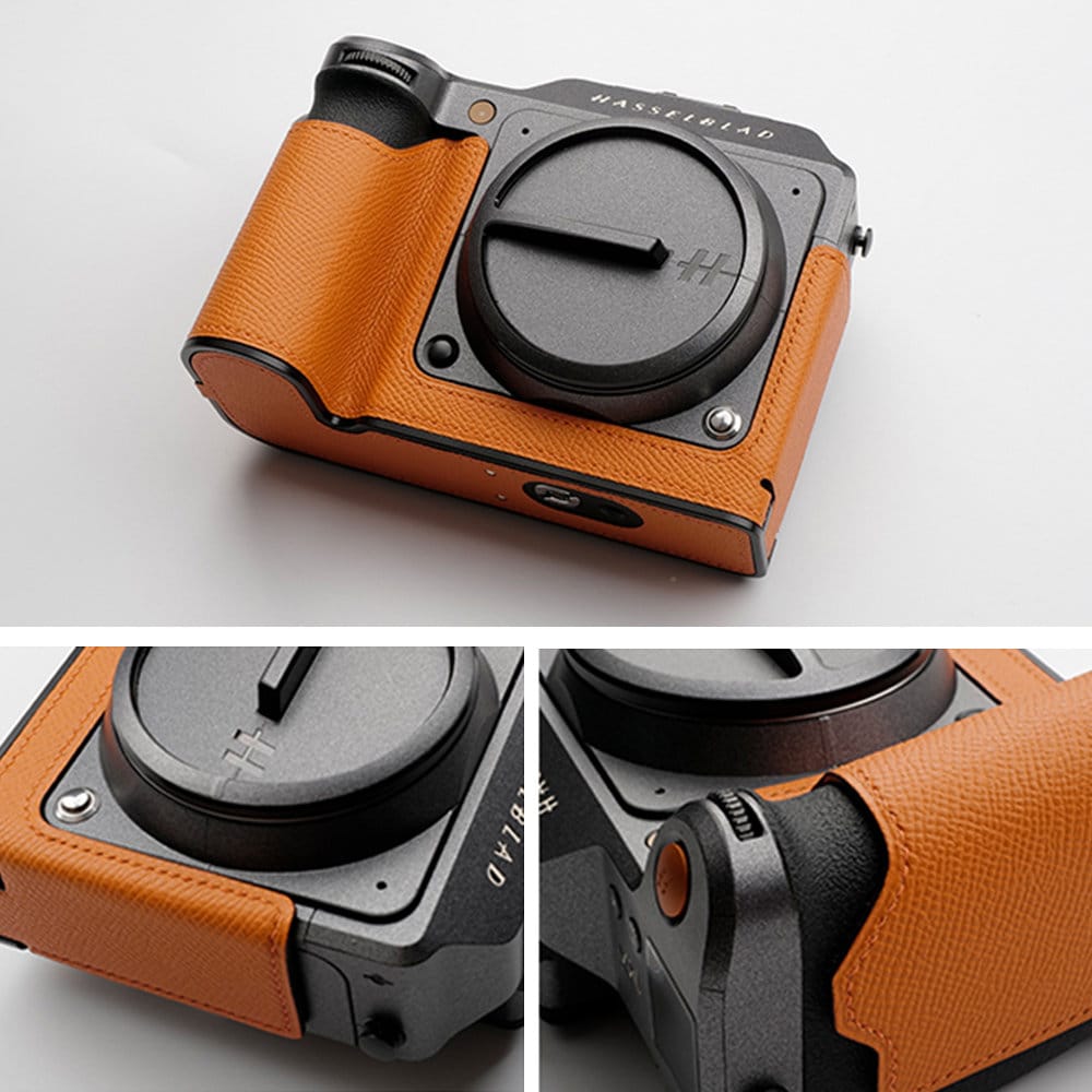 Premium Edition Hasselblad x2d X2D X1D2 Handmade Ostrich skin Alligator Cowhide leather hand stitch Half Case Camera bag Protector