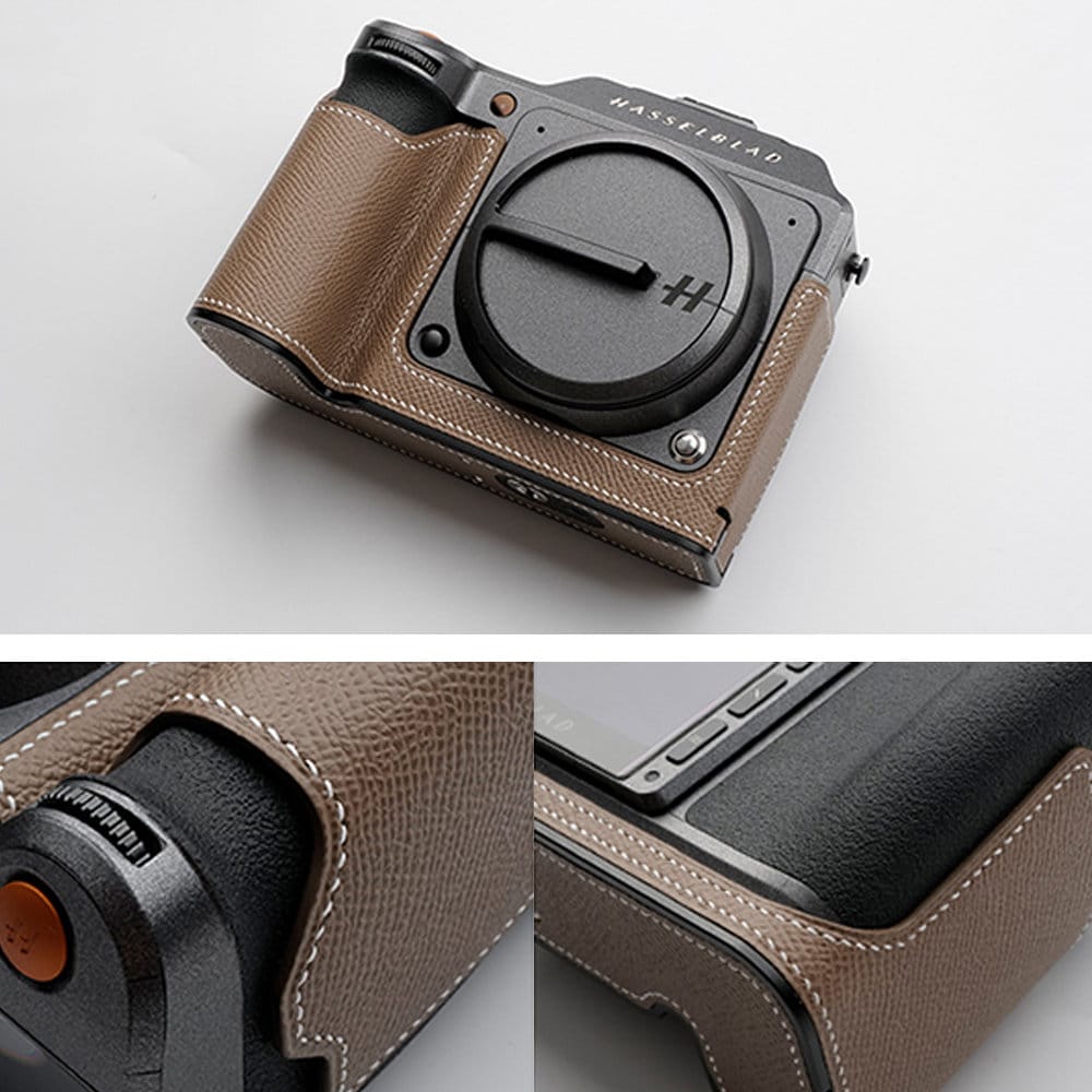 Premium Edition Hasselblad x2d X2D X1D2 Handmade Ostrich skin Alligator Cowhide leather hand stitch Half Case Camera bag Protector