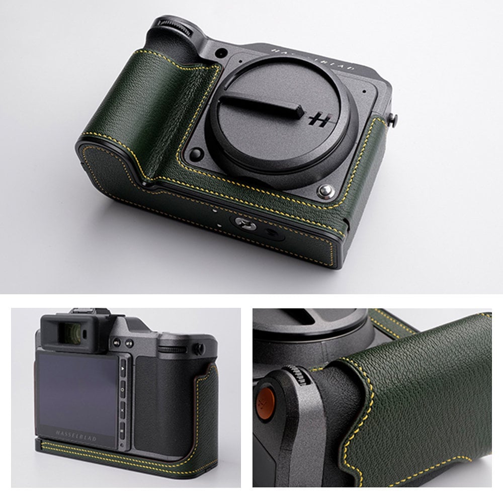 Premium Edition Hasselblad x2d X2D X1D2 Handmade Ostrich skin Alligator Cowhide leather hand stitch Half Case Camera bag Protector