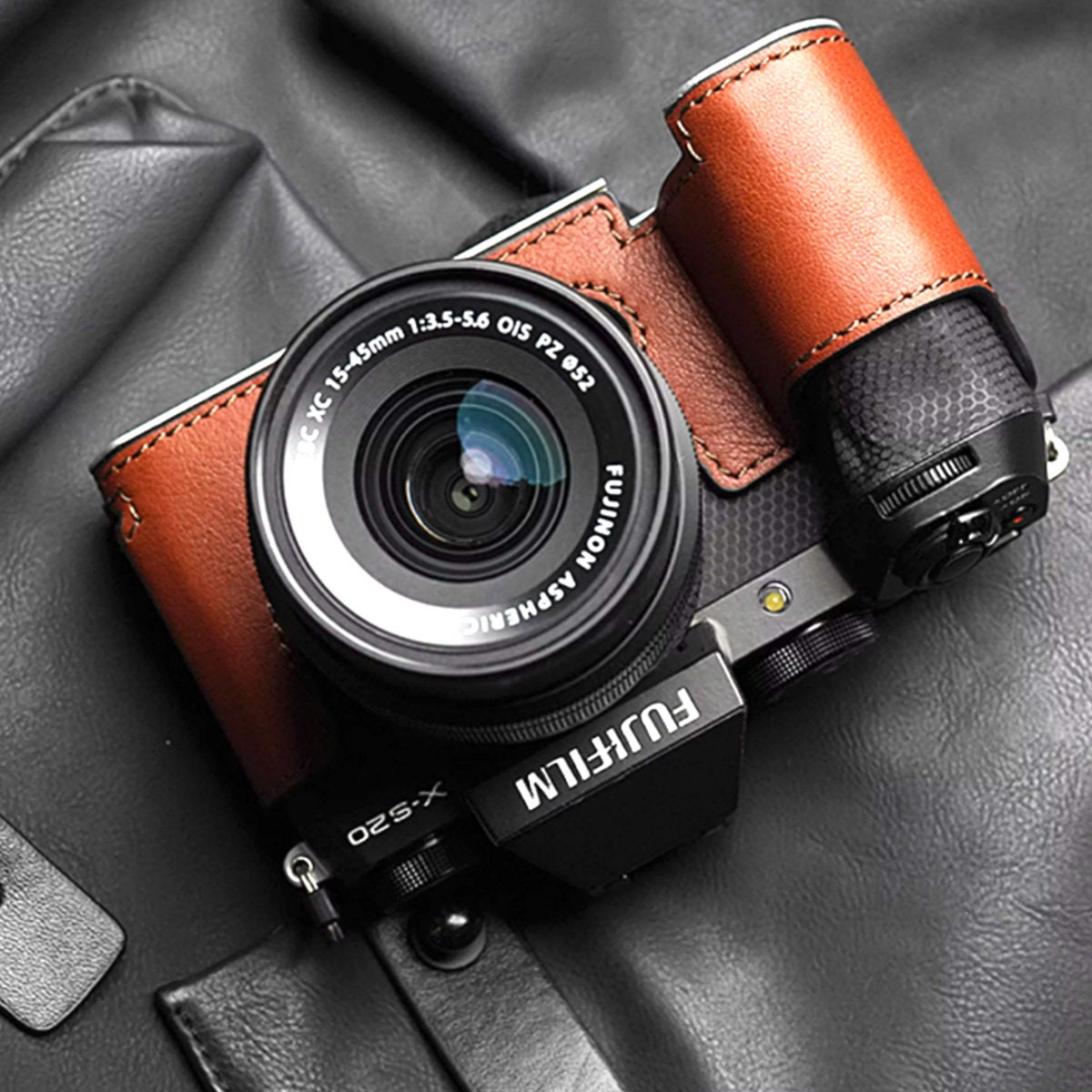 MS Edition Fujifilm fuji XS20 X-S20 Handmade Half Case Cowhide leather insert Camera bag Protector Holster sleeve