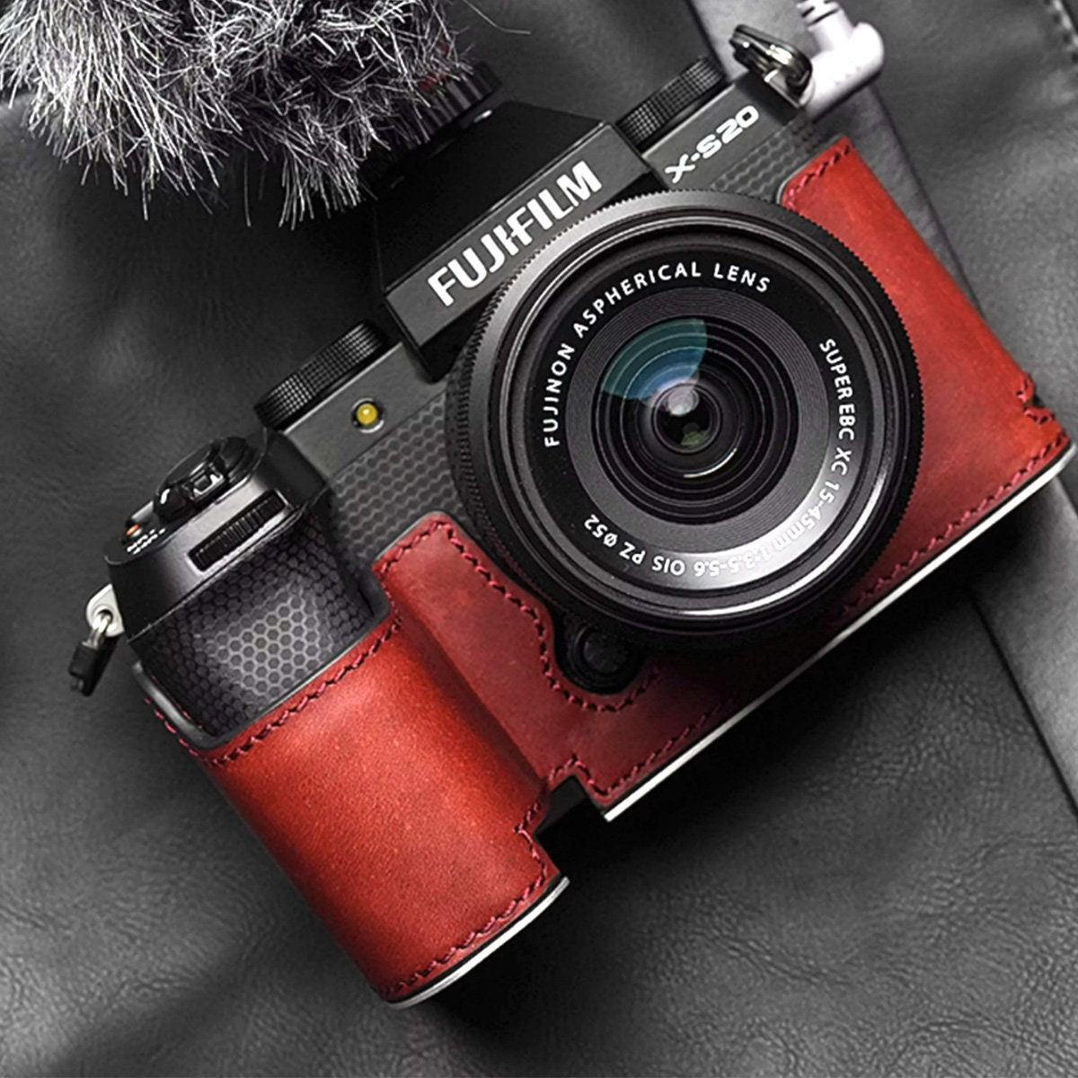 MS Edition Fujifilm fuji XS20 X-S20 Handmade Half Case Cowhide leather insert Camera bag Protector Holster sleeve