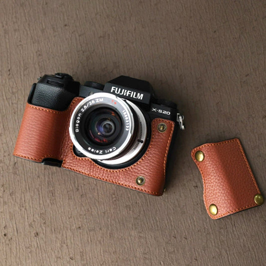 Fujifilm fuji XS20 X-S20 Handmade Half Case Cowhide leather insert Camera bag Protector HandGrip Holster sleeve SD & battery access door