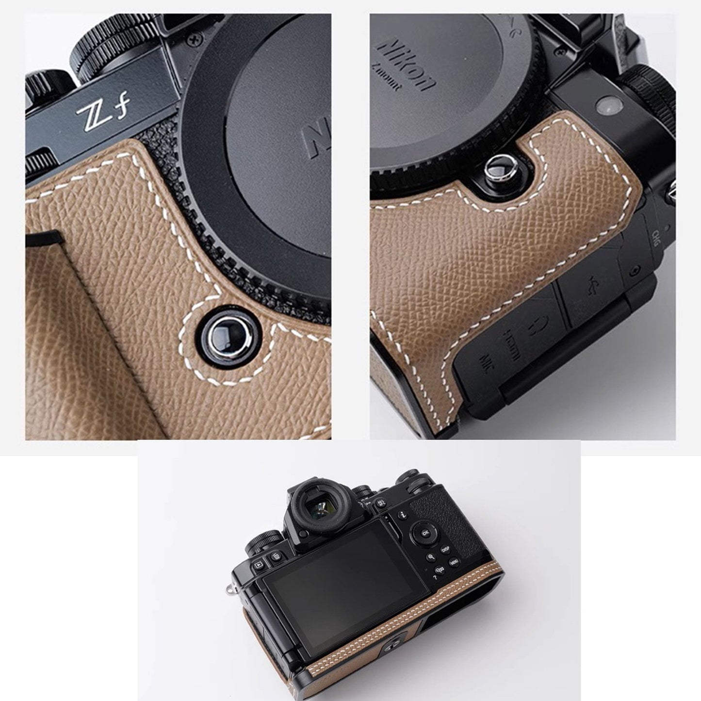 Premium Edition Nikon ZF Z F Handmade Half Case Cowhide leather Camera bag Protector Holster sleeve HandGrip SD & battery access