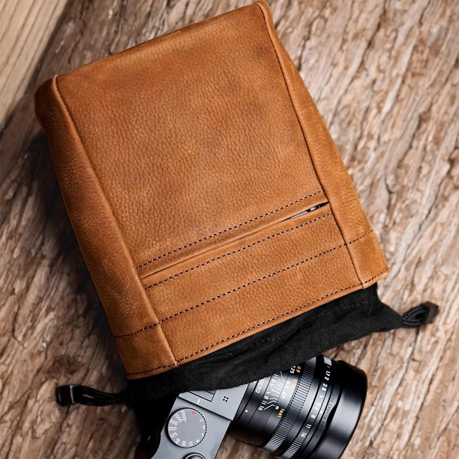 Charcoal black Hazelnut brown Quickdraws Cowhide Leather Handmade hand crafted Camera Cases insert bag Protector Leica Canon Nikon Sony