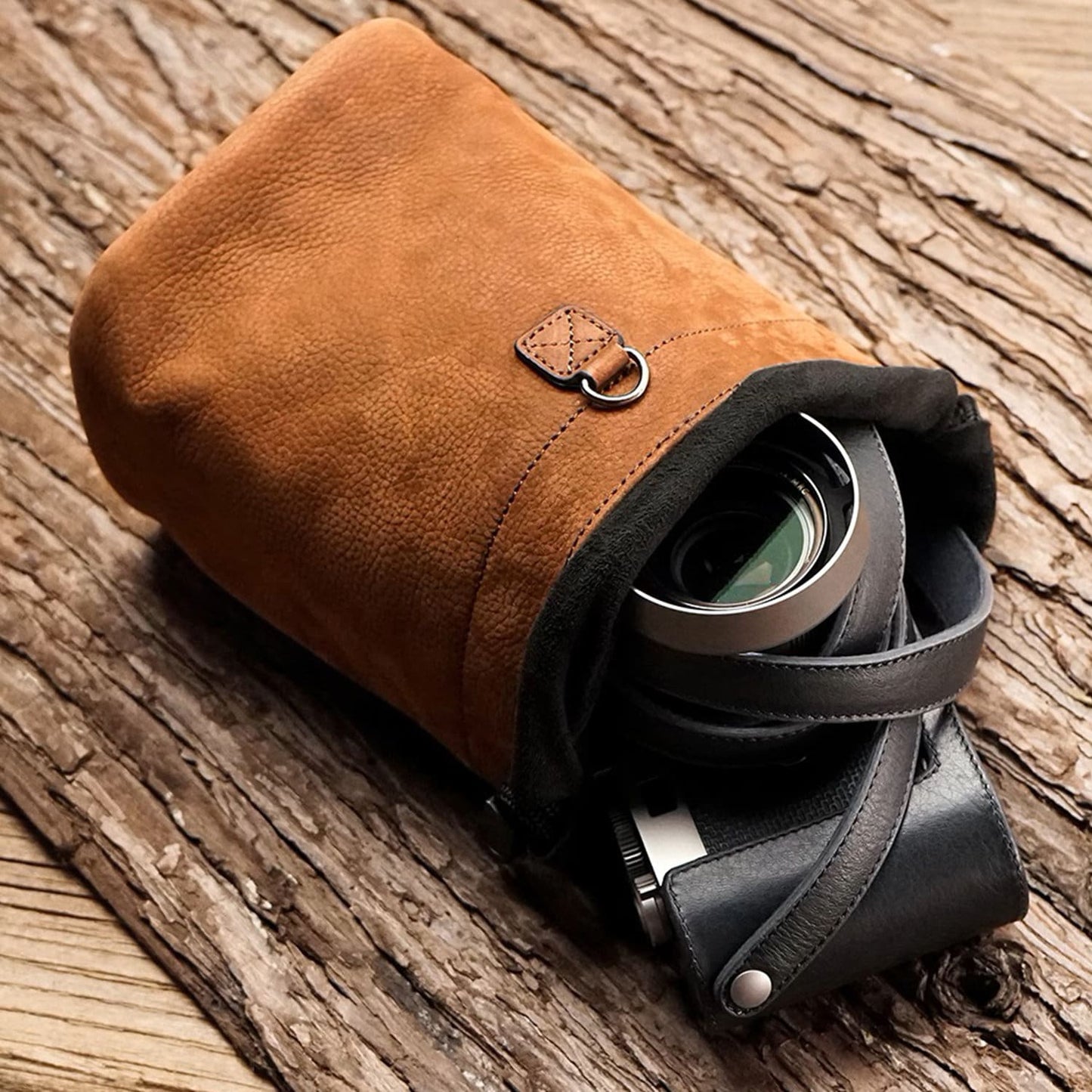 Charcoal black Hazelnut brown Quickdraws Cowhide Leather Handmade hand crafted Camera Cases insert bag Protector Leica Canon Nikon Sony