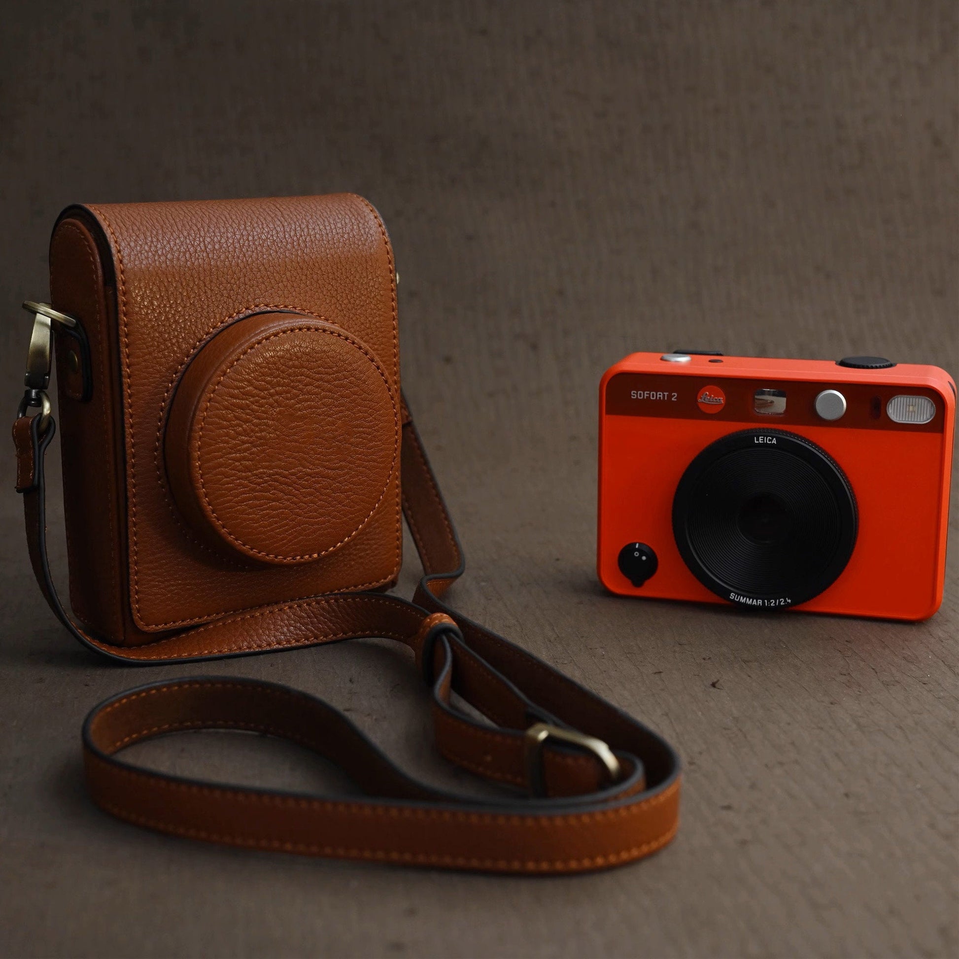 Leica sofort sofort2 Handmade FULL Eveready Half Case Cover HandGrip Cowhide leather insert Camera bag Make to order