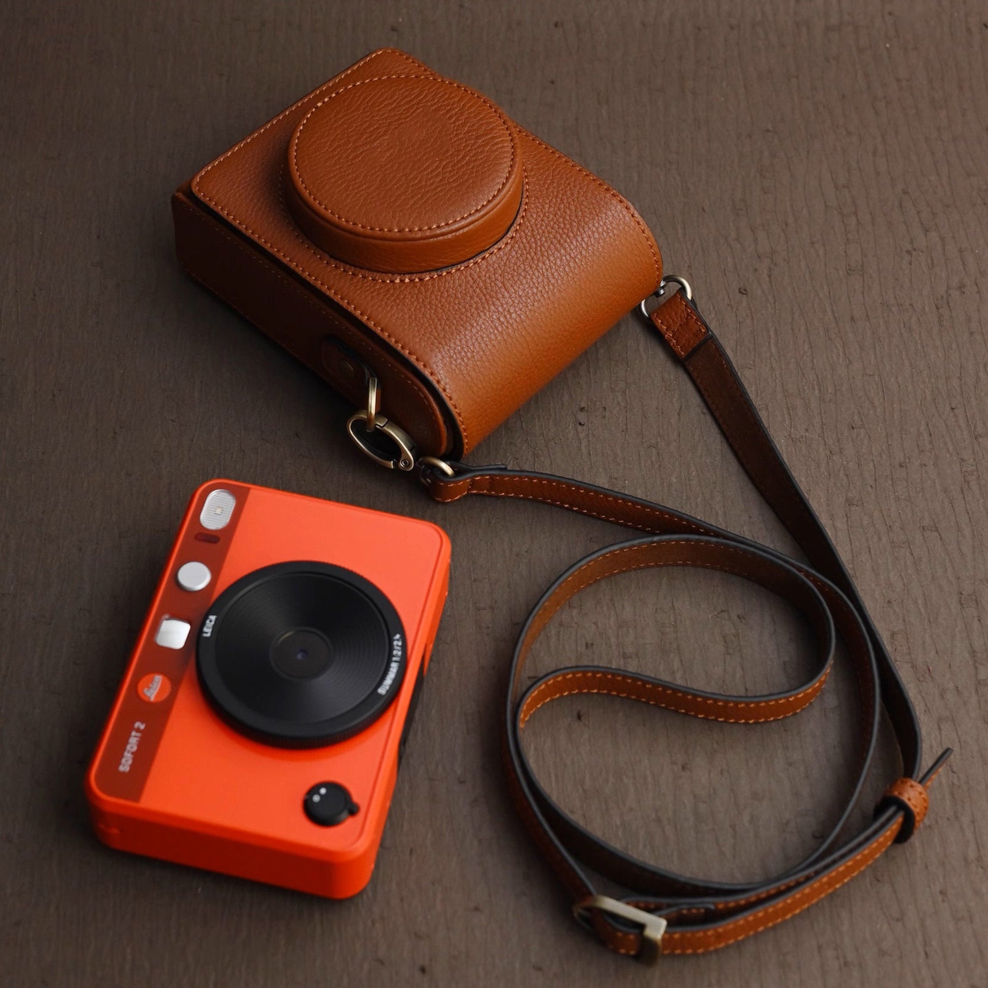 Leica sofort sofort2 Handmade FULL Eveready Half Case Cover HandGrip Cowhide leather insert Camera bag Make to order