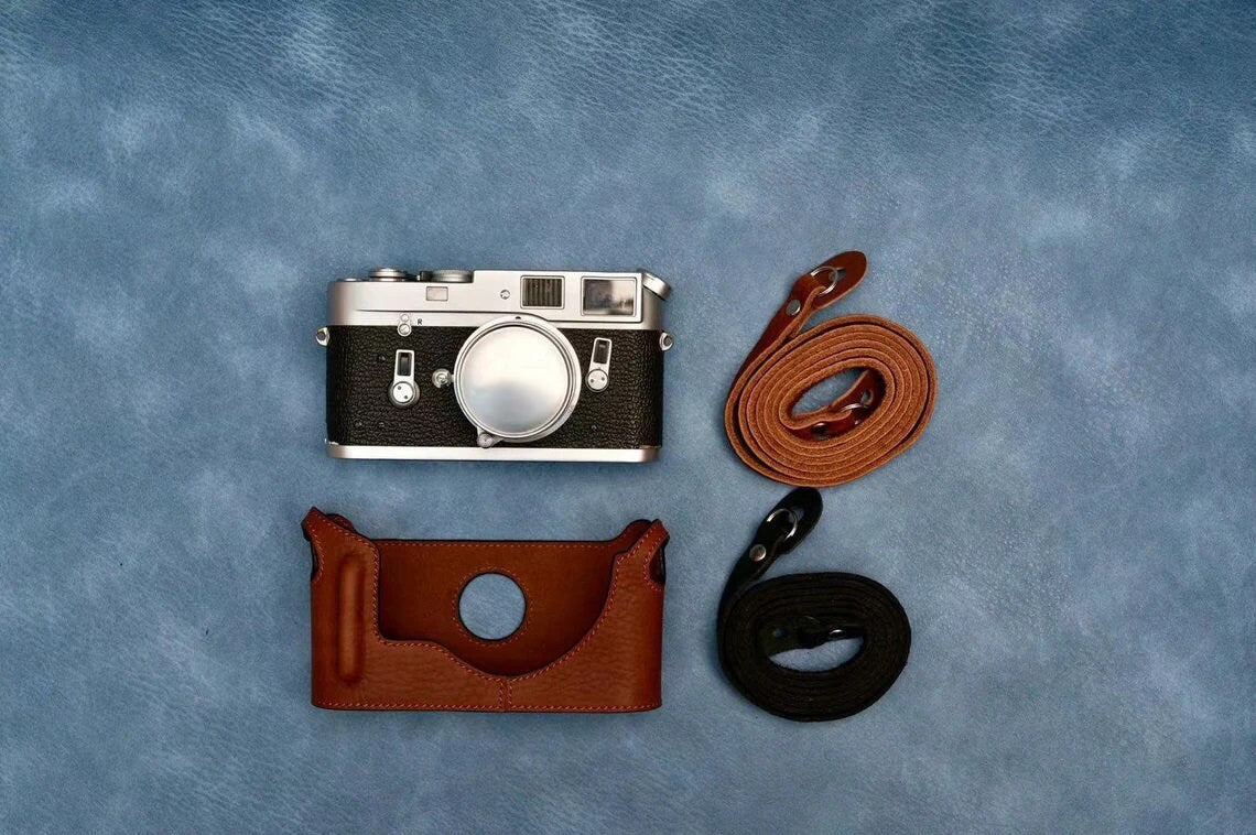 LEICA m1 m2 m3 m4 m4p m6 m7 m7p Mp handmade hand crafted half case leather Camera insert bag handgrip holster sleeve insert bag Tripod mount