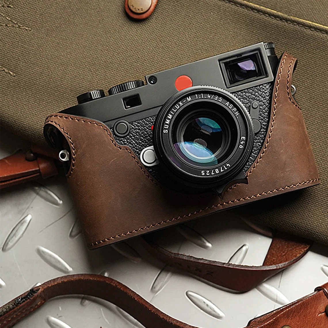 MS Edition LEICA M10 M10M M10P M10R handmade half case Italian leather Camera bag Case protector holster sleeve handgrip Strap