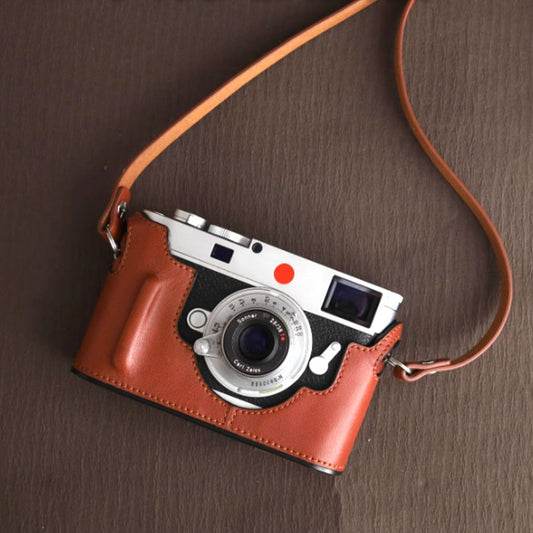 LEICA M11 handmade half case leather Camera bag SD Battery access pouch handgrip holster sleeve Tripod mount magnetic closure