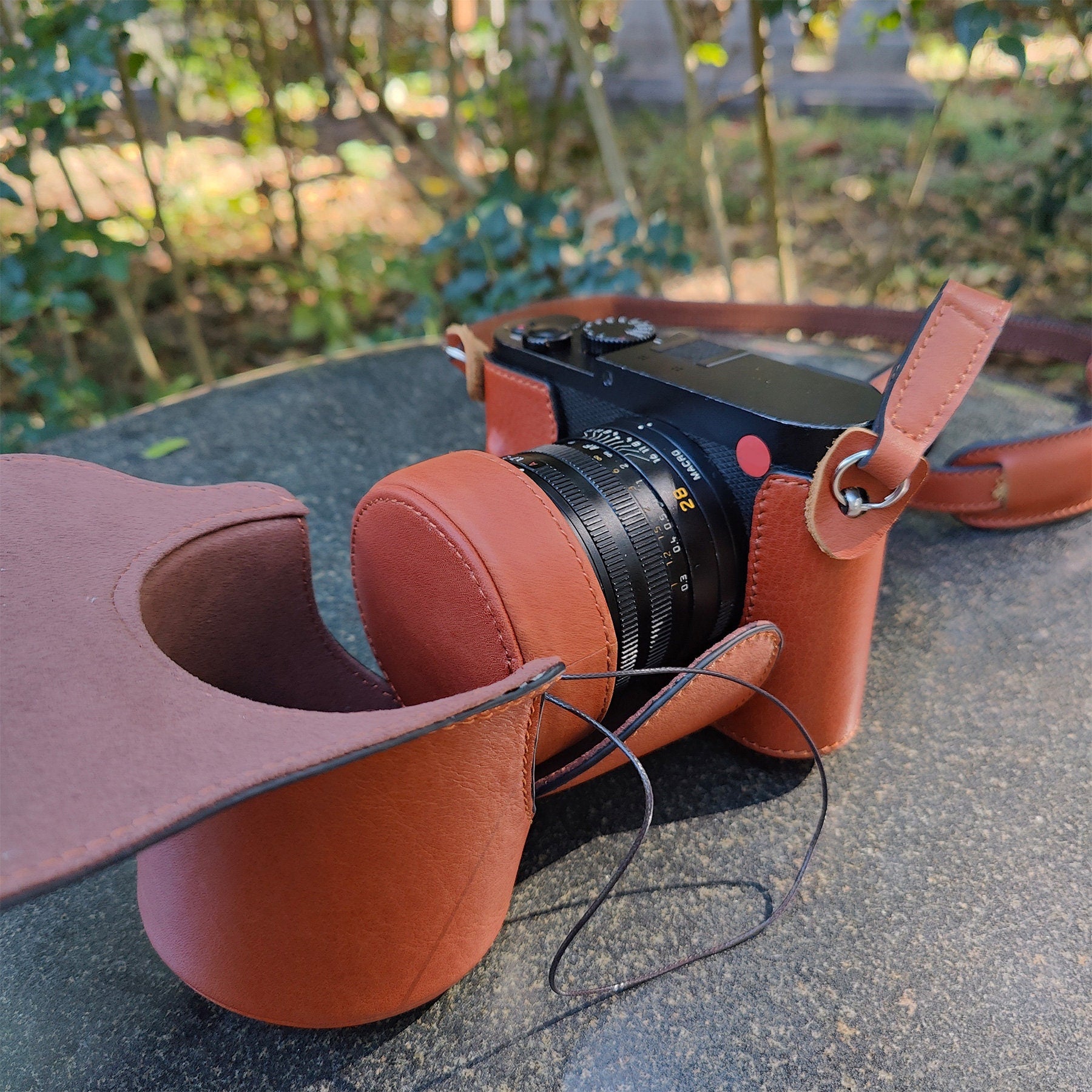 Leica Q3 Handmade FULL Eveready leather Half Case with Removable Cover HandGrip Cowhide insert Camera bag Holster sleeve Tripod mount