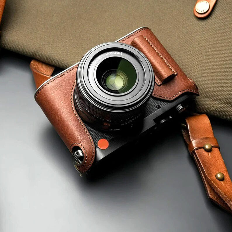 MS Edition leica Q3 Handmade Half Case Cowhide leather insert Camera bag Protector Holster sleeve handGrip Made TO Order