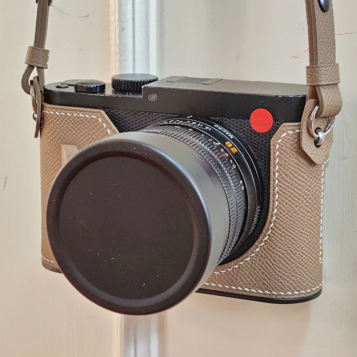 Premium Edition Leica Q3 Handmade hand crafted stitch Italian Cowhide leather Half Case Camera bag handGrip SD battery access Holster sleeve