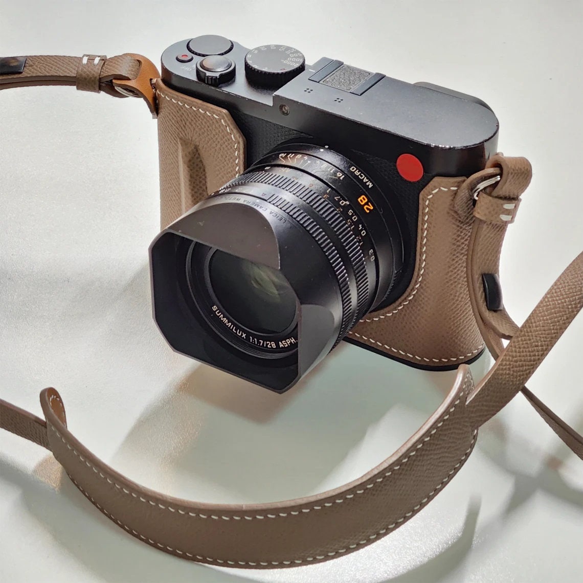 Premium Edition Leica Q3 Handmade hand crafted stitch Italian Cowhide leather Half Case Camera bag handGrip SD battery access Holster sleeve