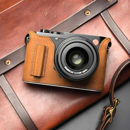 MS Edition leica Q3 Handmade Half Case Cowhide leather insert Camera bag Protector Holster sleeve handGrip Made TO Order