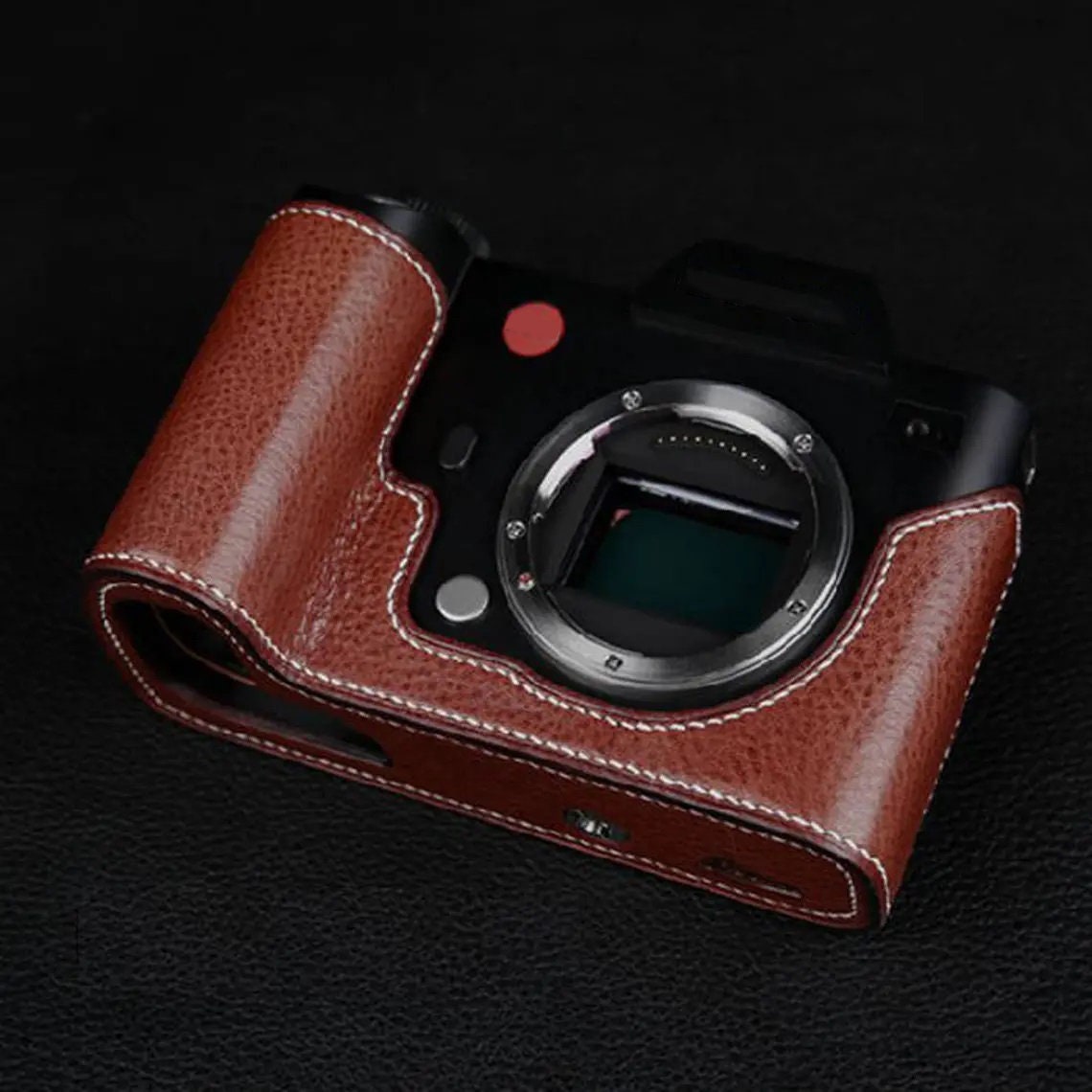 Premium Edition Leica SL Typ601 Handmade Ostrich skin Alligator Cowhide leather hand stitch Half Case Camera bag Protector Made to Order